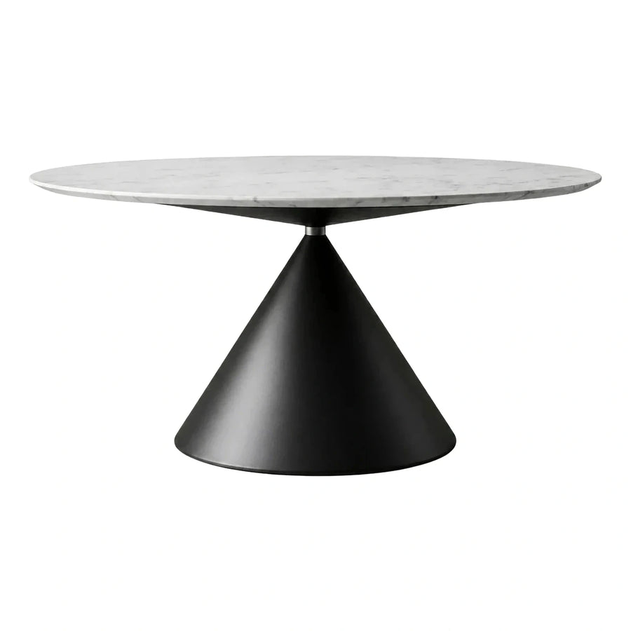 Modern Round Marble Coffee Table Black Cone Base