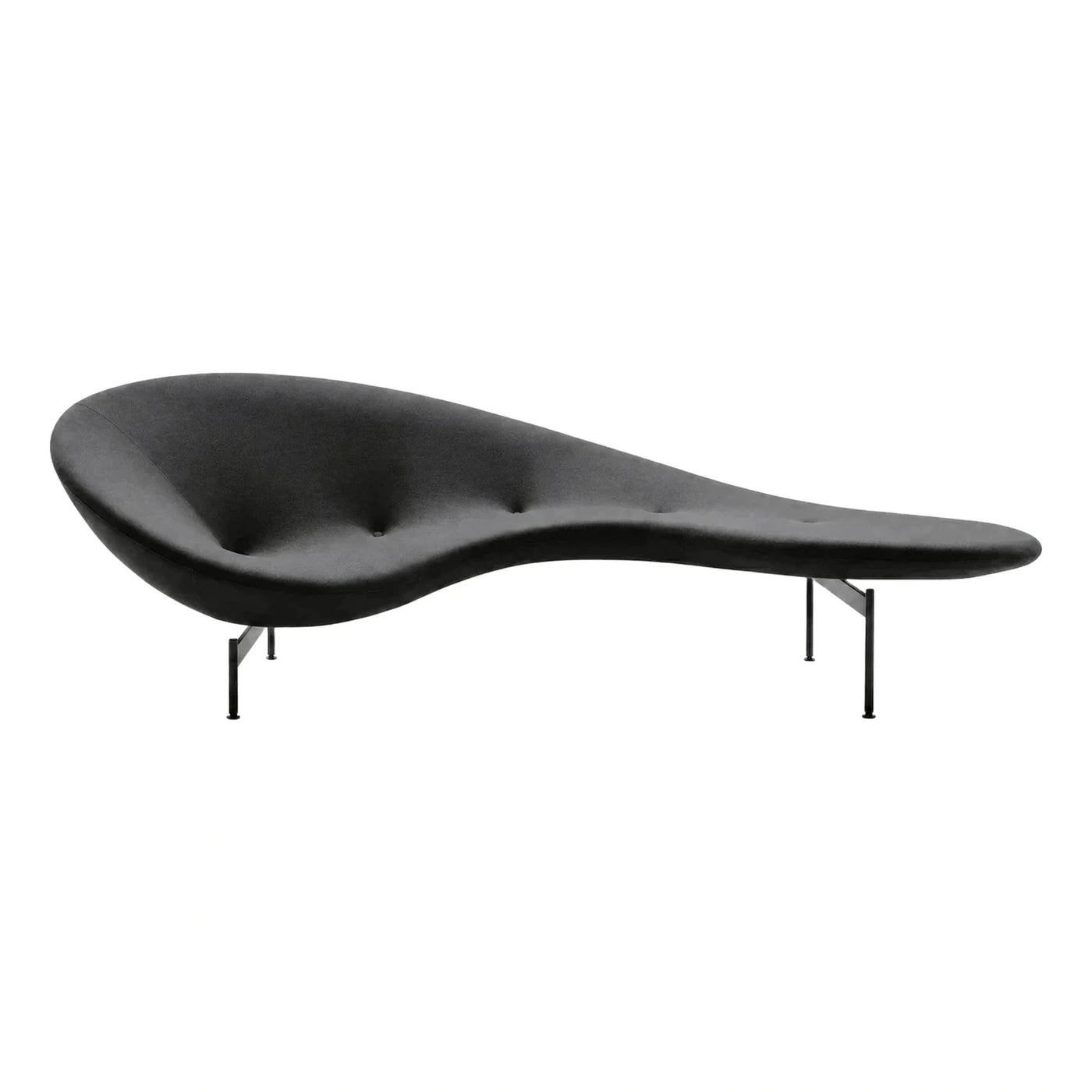 Black Sculptural Chaise Lounge with Metal Legs