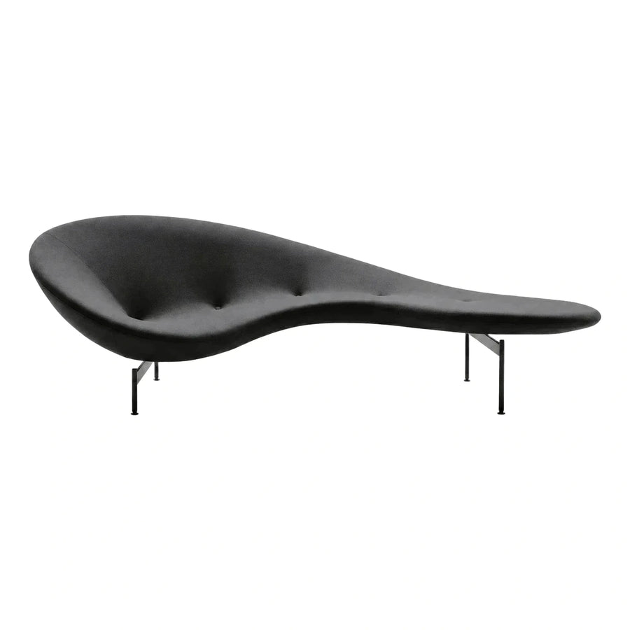 Black Sculptural Chaise Lounge with Metal Legs