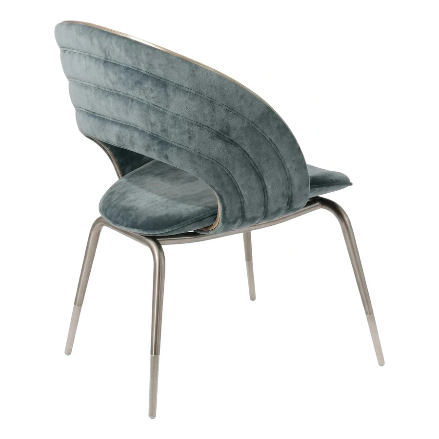 Modern Teal Velvet Dining Chair with Metal Legs