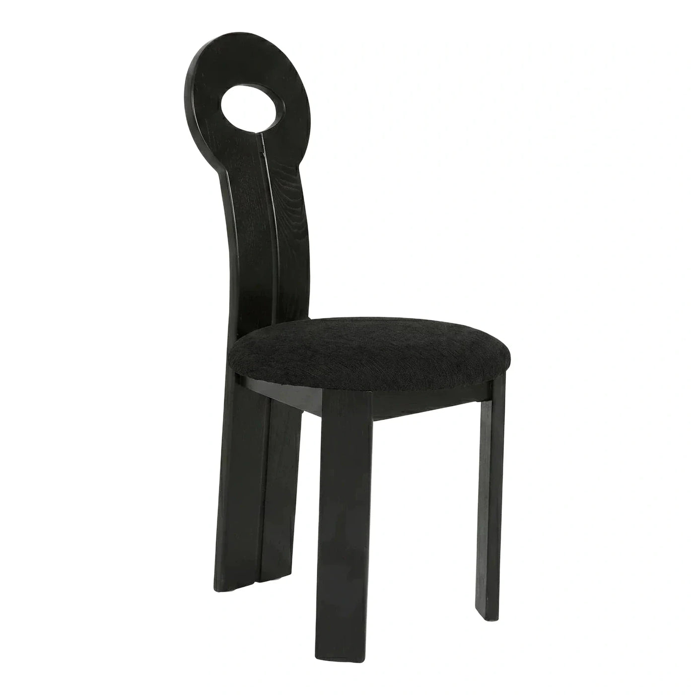 Modern Black Wood Dining Chair with Circular Cutout