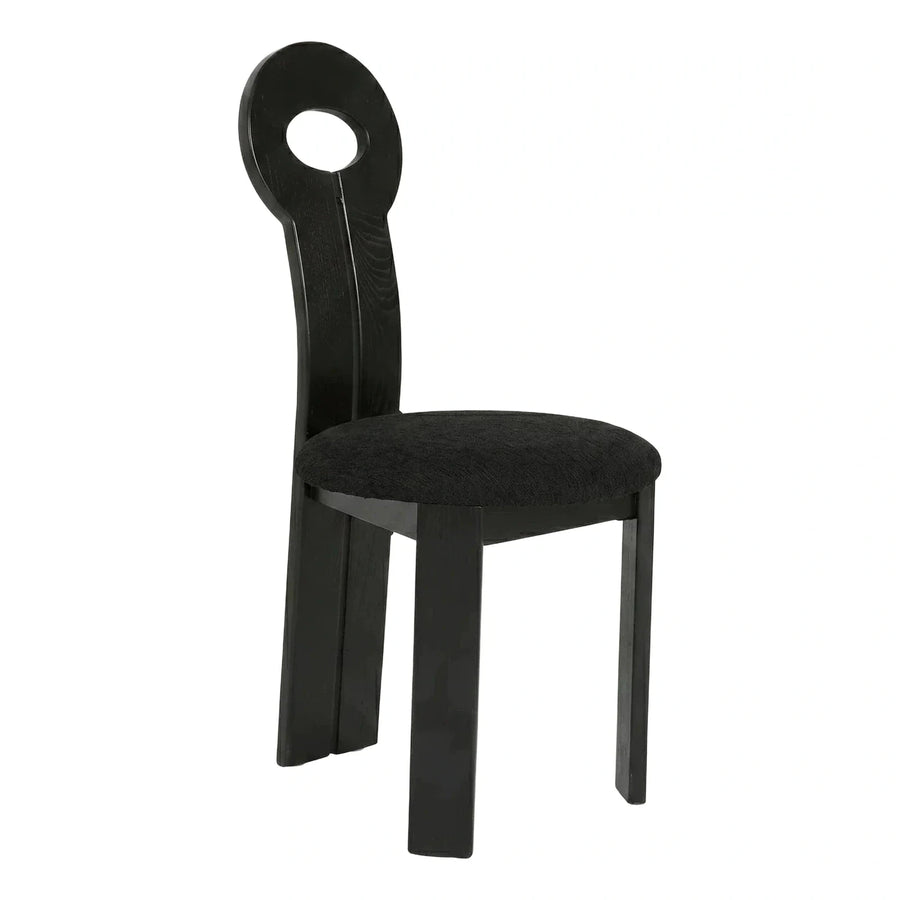 Modern Black Wood Dining Chair with Circular Cutout