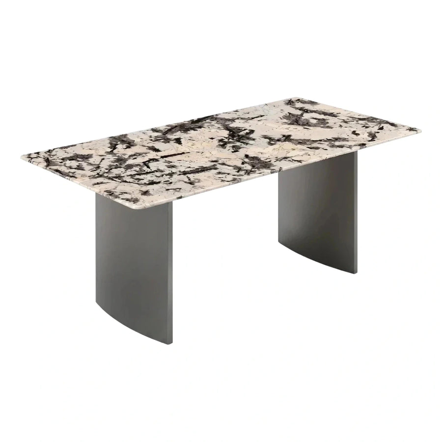 Modern Rectangular Marble Dining Table With Curved Grey Base