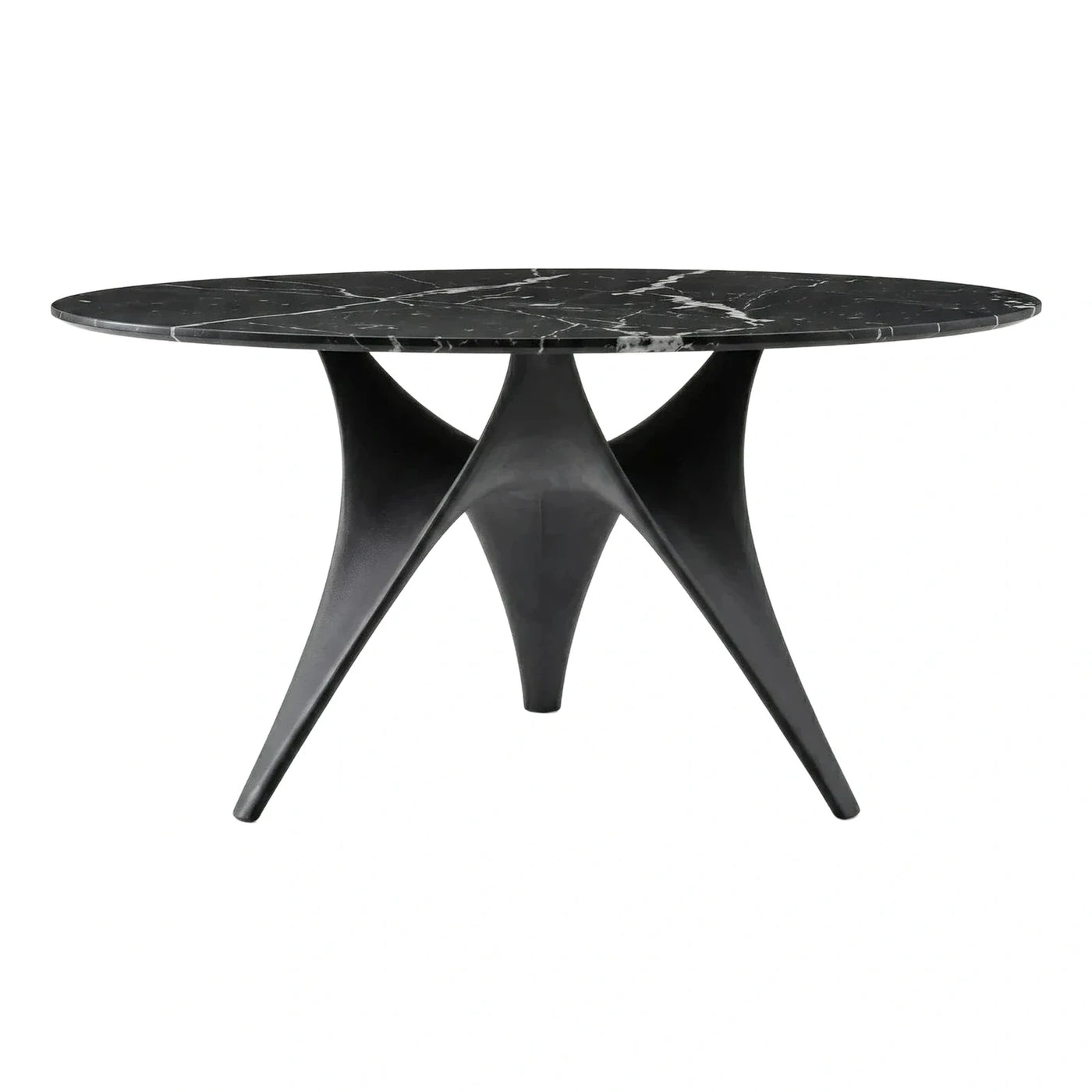Black Marble Round Dining Table Sculptural Base