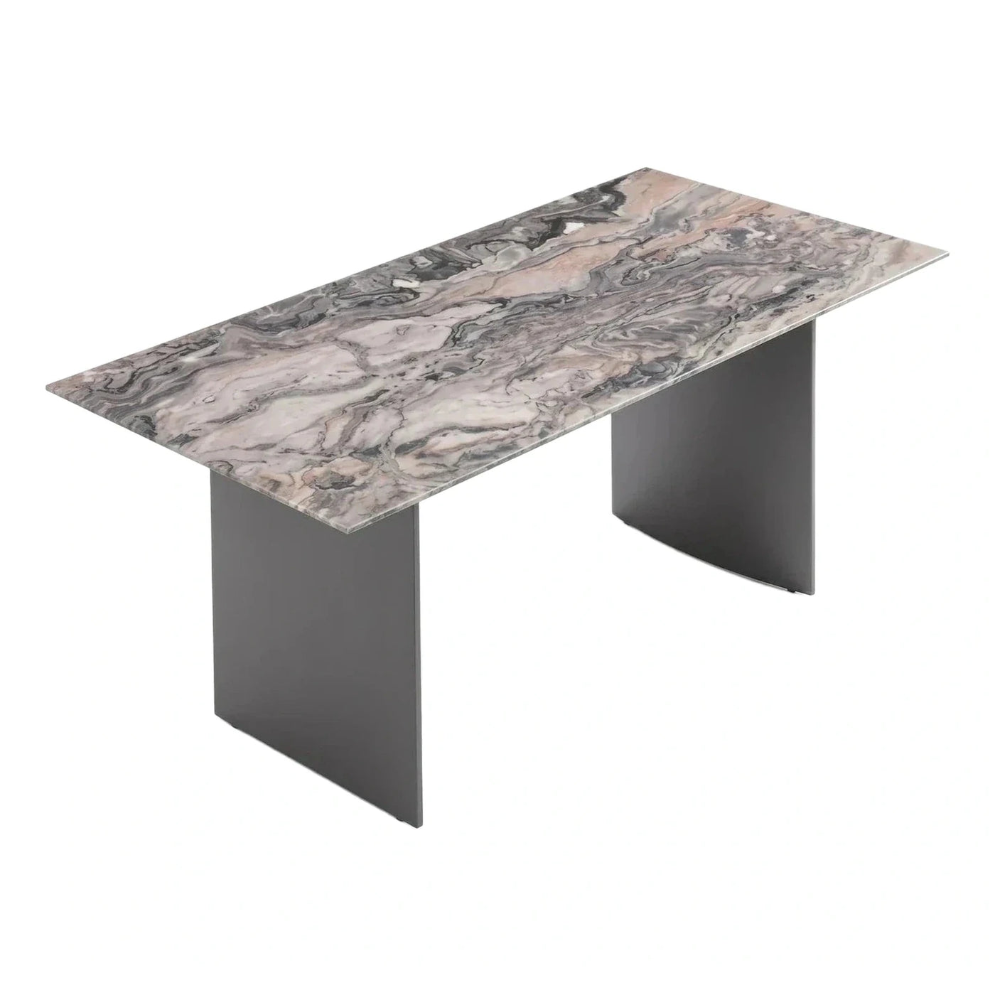 Modern Rectangular Pink Grey Marble Dining Table