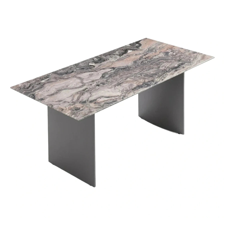 Modern Rectangular Pink Grey Marble Dining Table