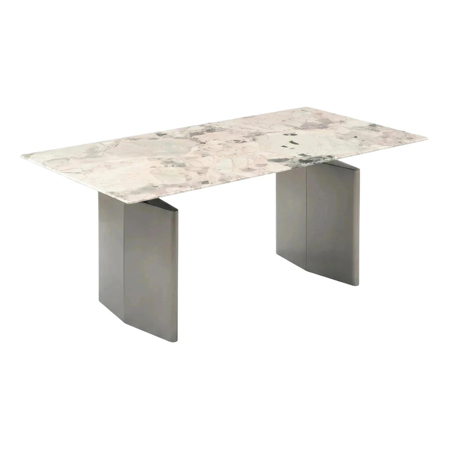 Modern Rectangular Marble Dining Table with Metal Base
