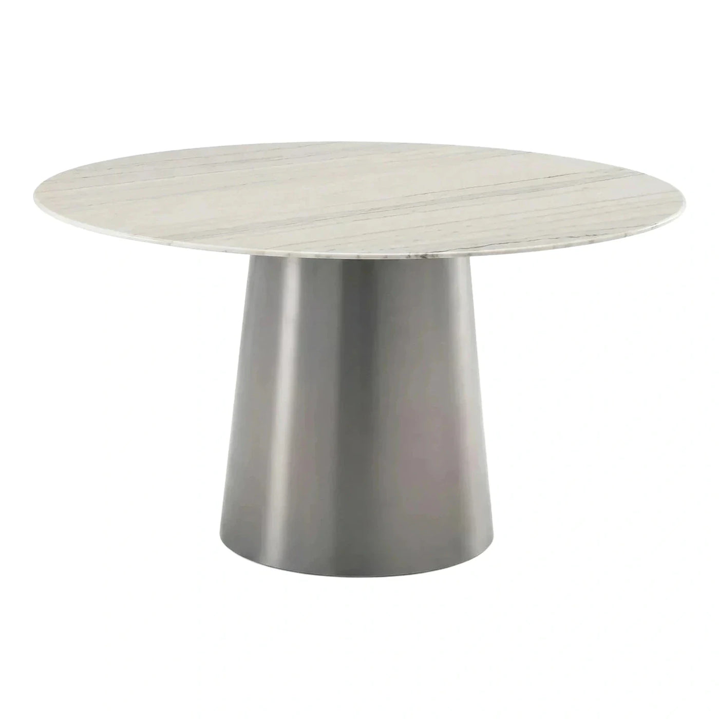 Round White Marble Top Pedestal Dining Table