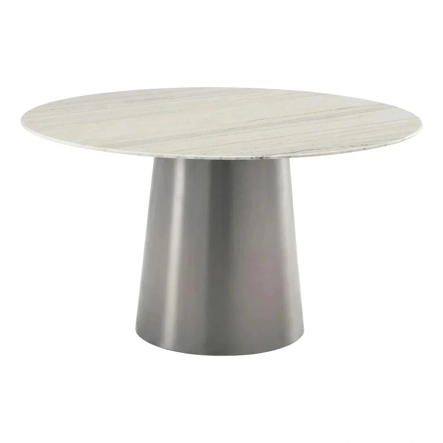 Round White Marble Top Pedestal Dining Table