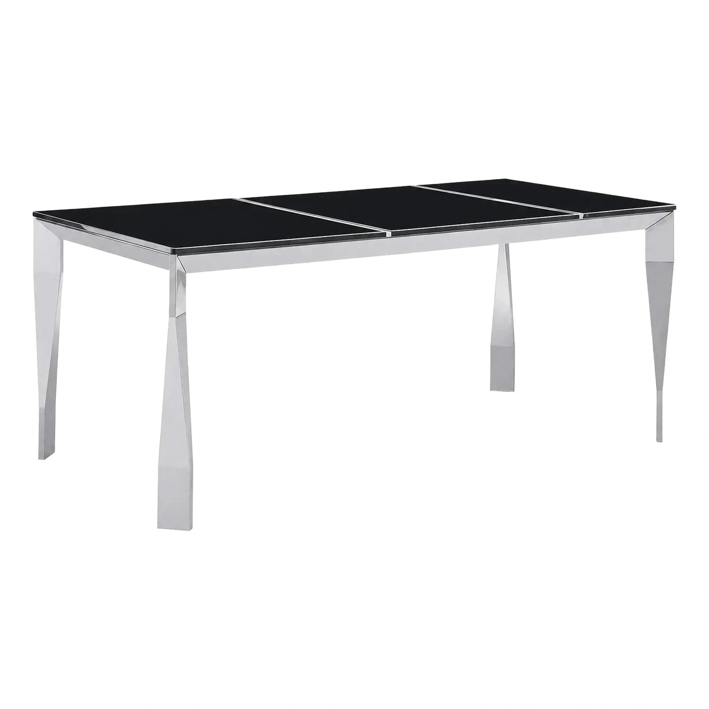 Modern Black Gloss Extendable Dining Table Chrome Base