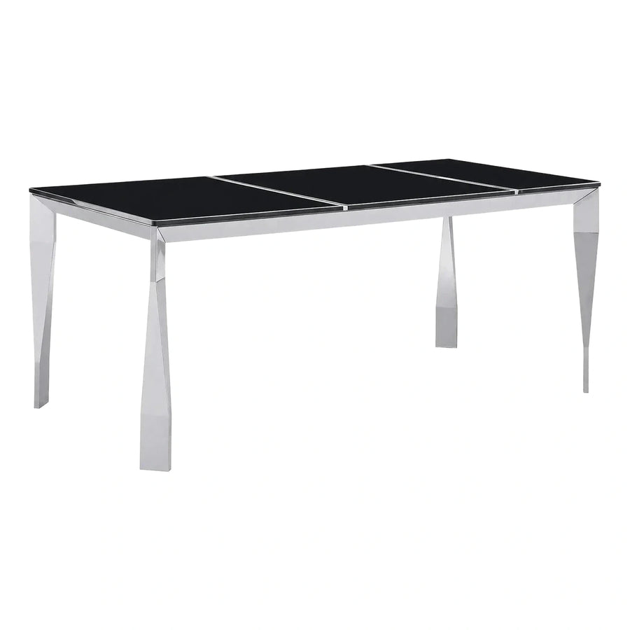 Modern Black Gloss Extendable Dining Table Chrome Base
