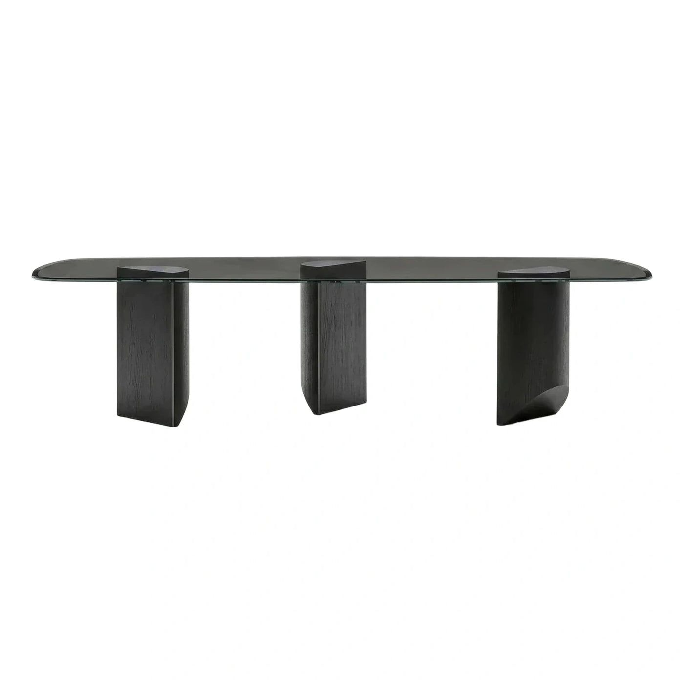 Modern Black Smoked Glass Racetrack Dining Table