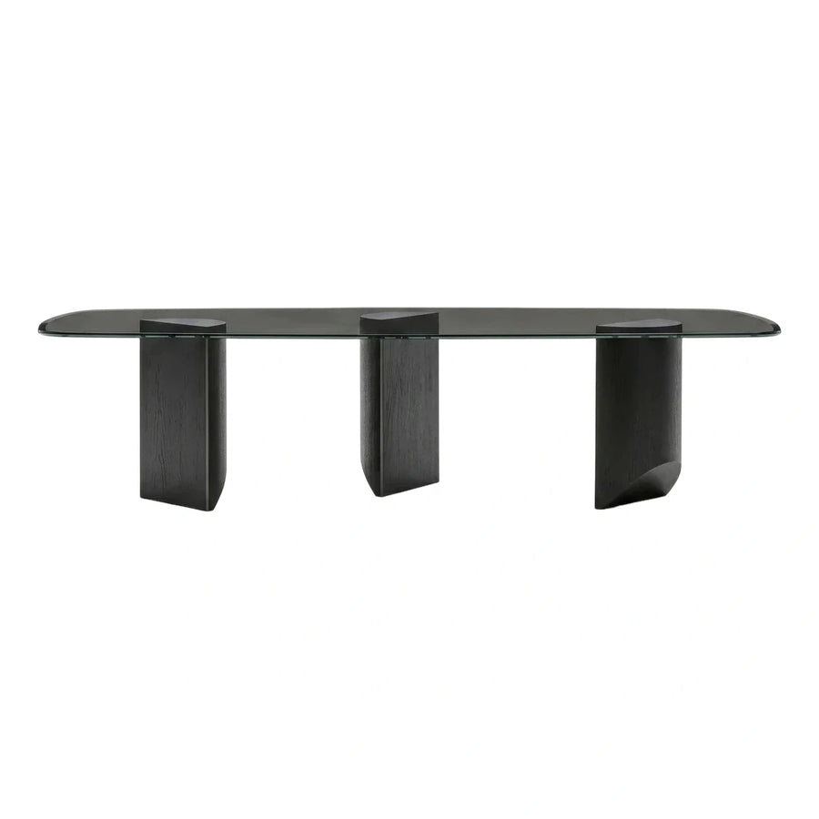 Modern Black Smoked Glass Racetrack Dining Table