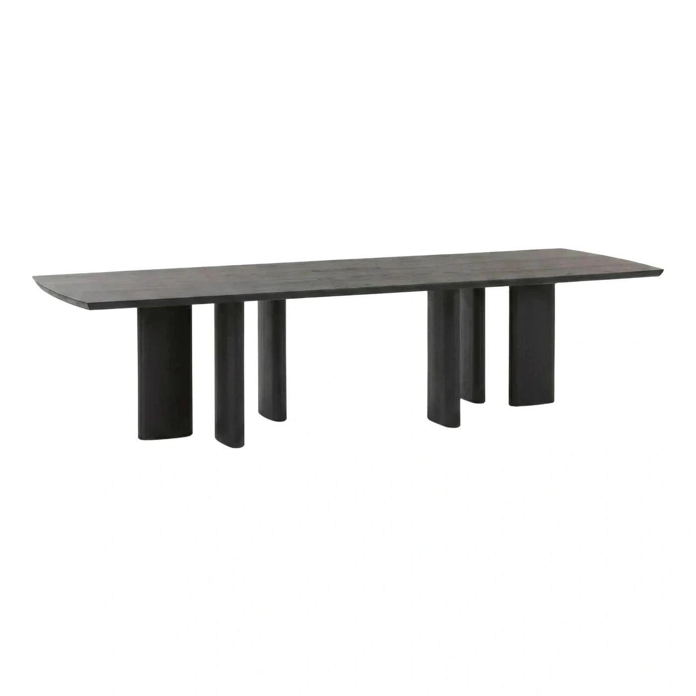 Modern Dark Wood Rectangular Dining Table with Clustered Legs