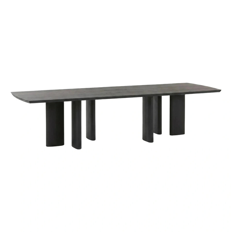 Modern Dark Wood Rectangular Dining Table with Clustered Legs