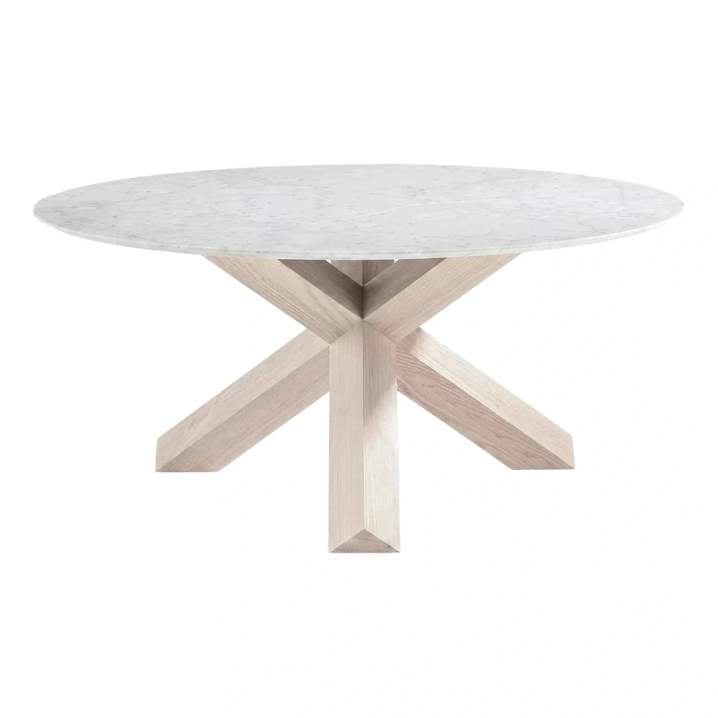 Round White Marble Dining Table With Wood Base