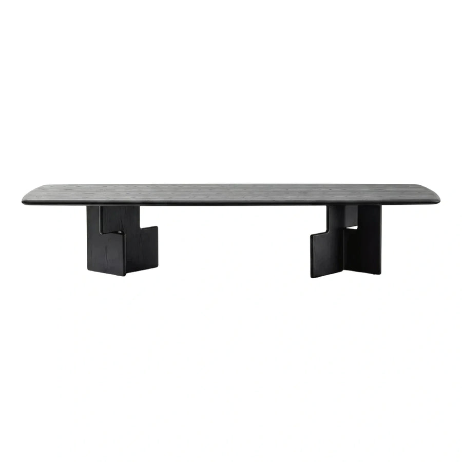Modern Black Wood Dining Table with Sculptural Legs