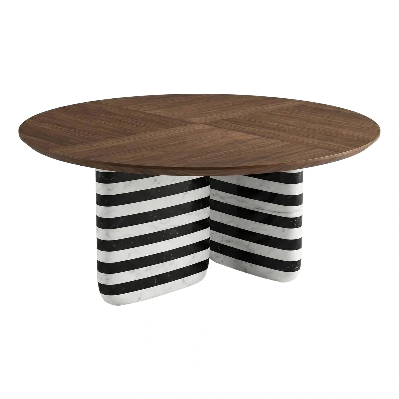 Oval Dining Table with Striped Marble Base