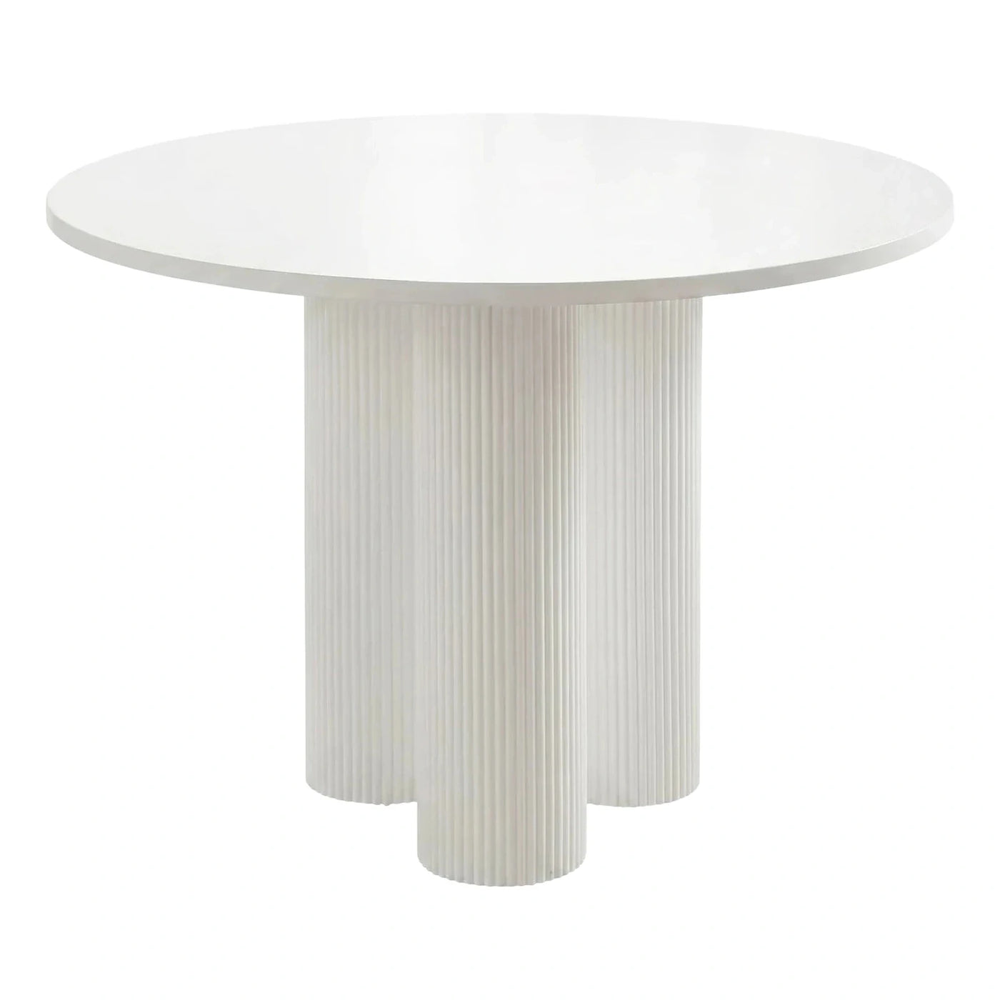 White Round Fluted Pedestal Dining Table