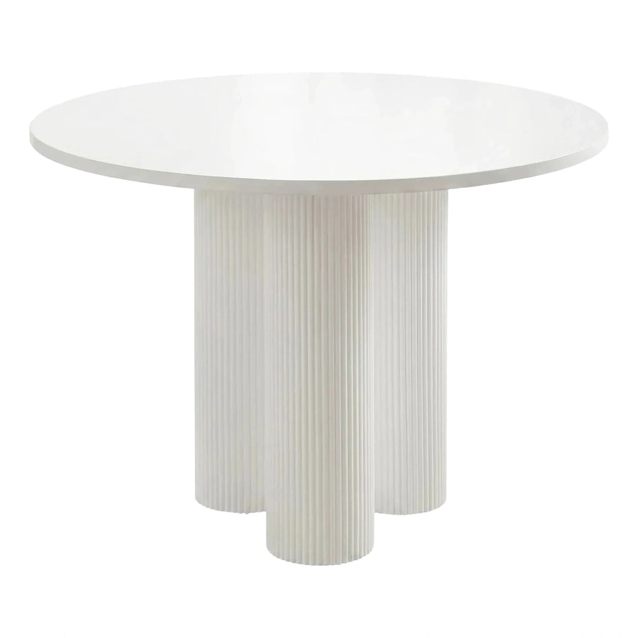White Round Fluted Pedestal Dining Table