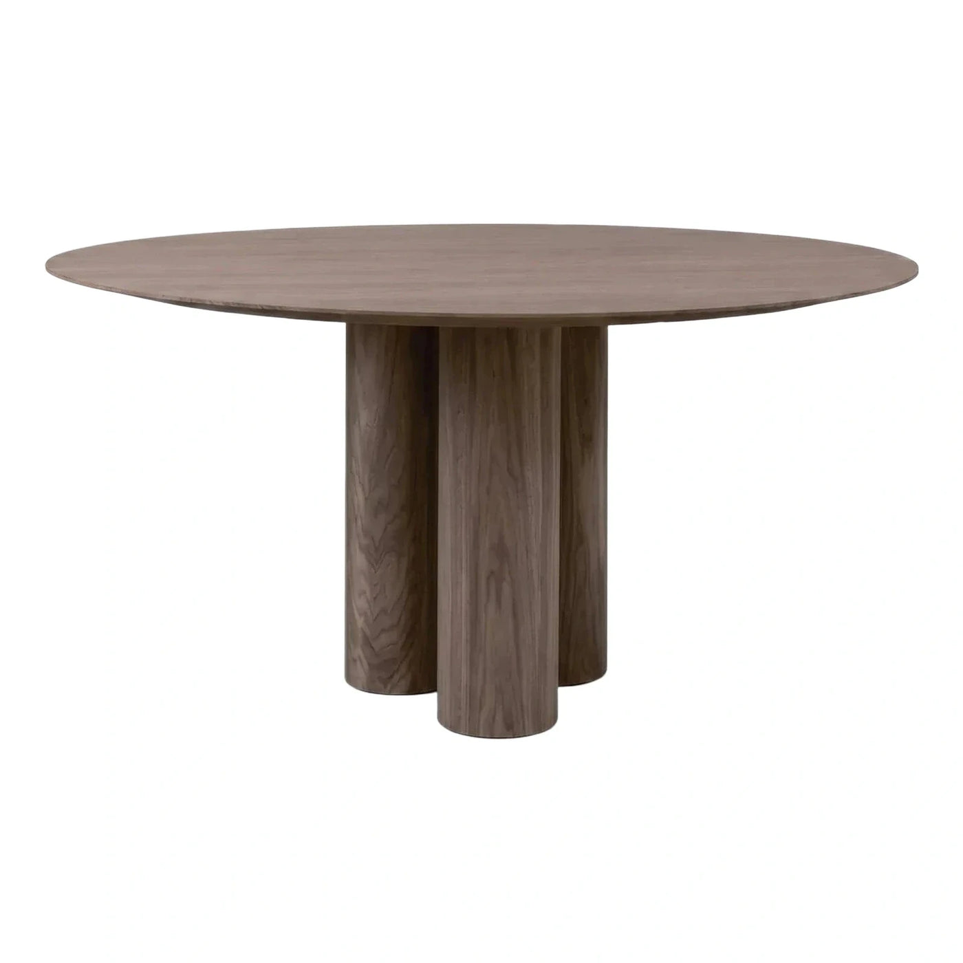 Modern Oval Walnut Dining Table With Cylinder Base