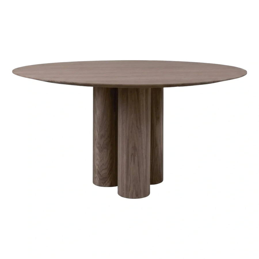 Modern Oval Walnut Dining Table With Cylinder Base