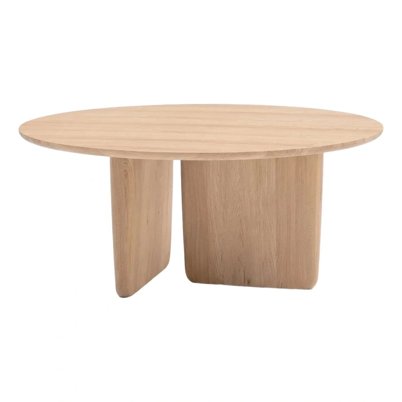 Oval Light Wood Dining Table with Dual Block Base