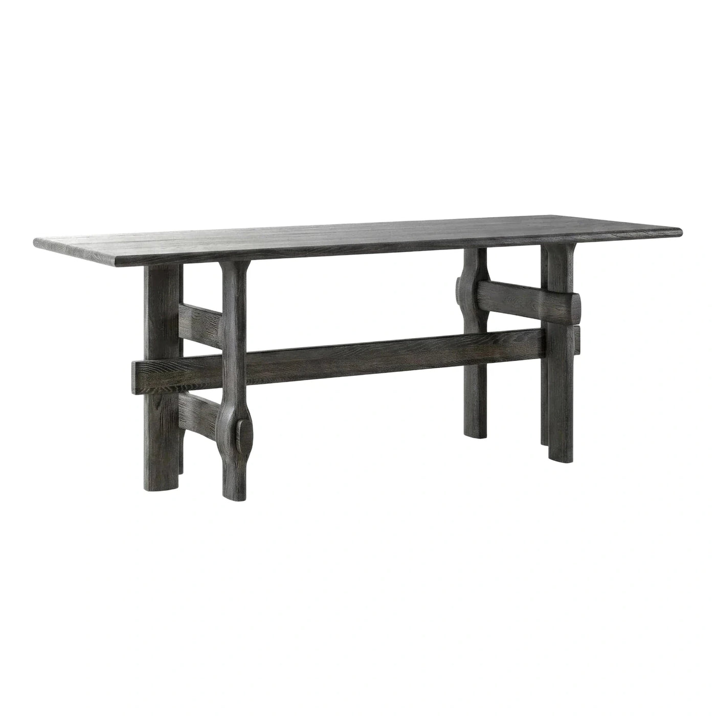 Modern Dark Grey Wood Rectangular Dining Table