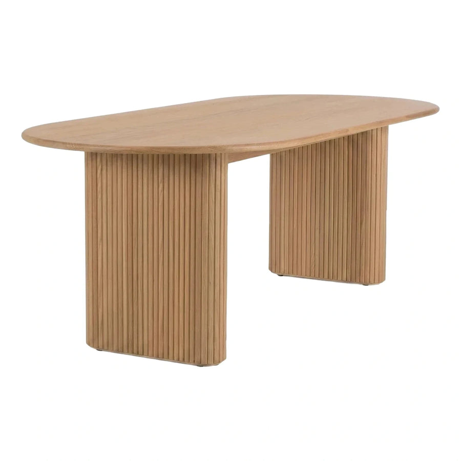Modern Oval Wood Dining Table with Fluted Base