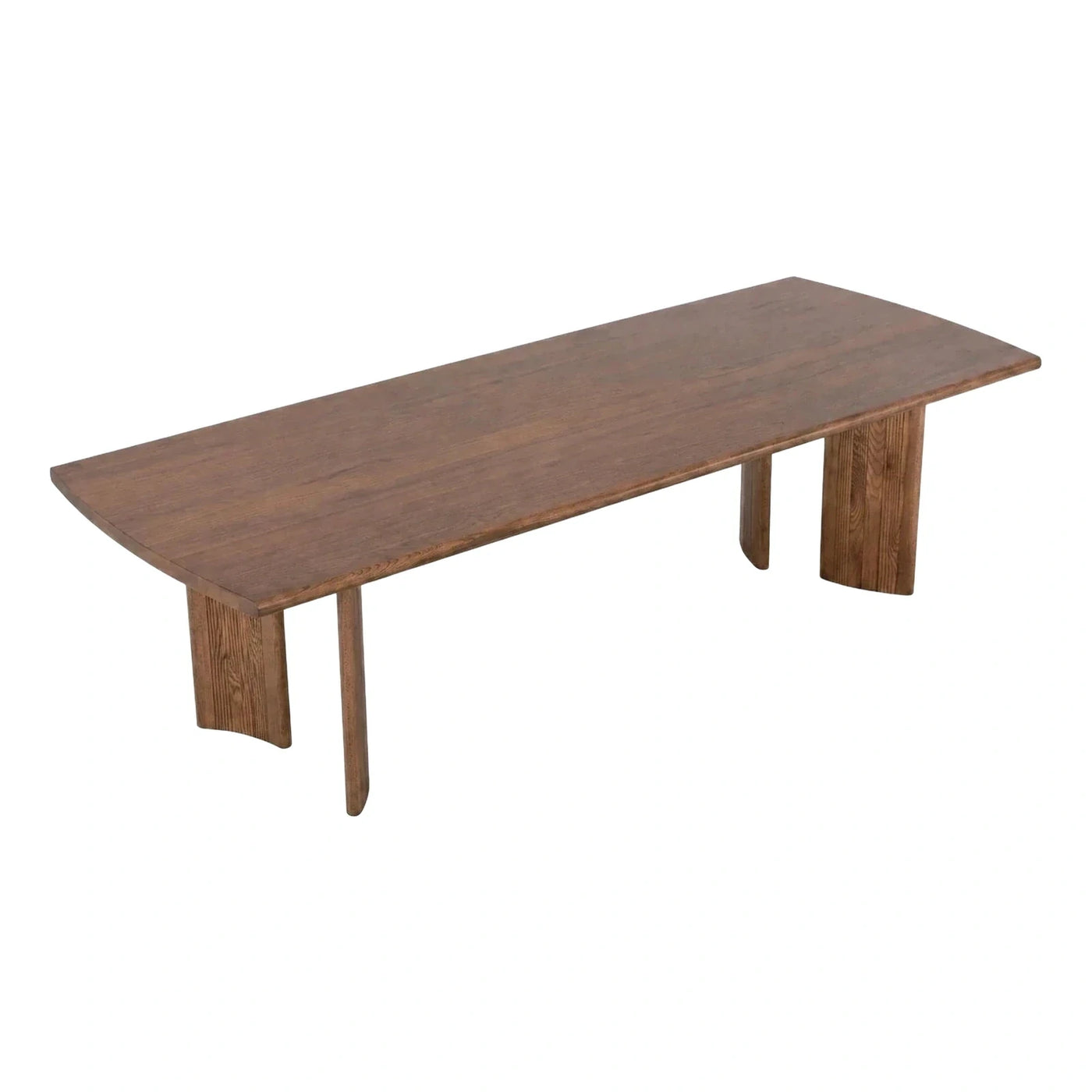 Solid Wood Rectangular Dining Table with Curved Ends