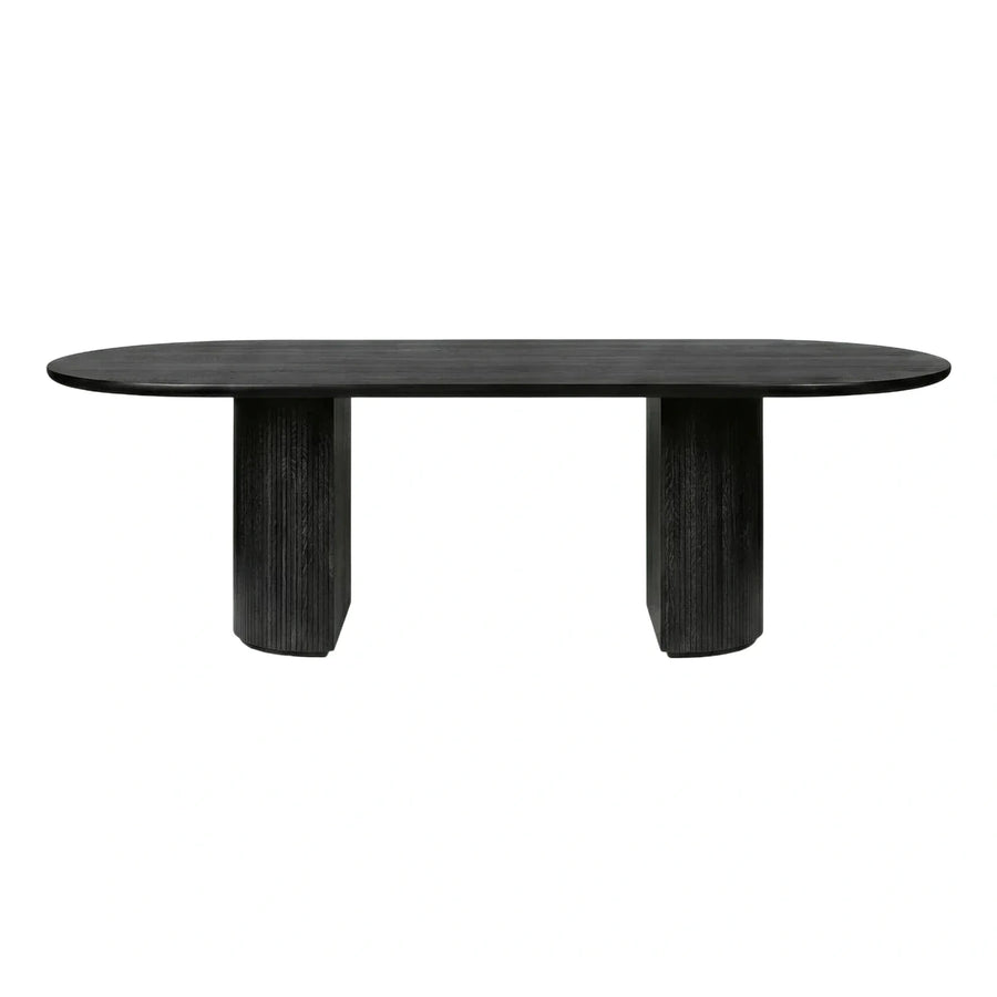 Black Oval Fluted Wood Dining Table