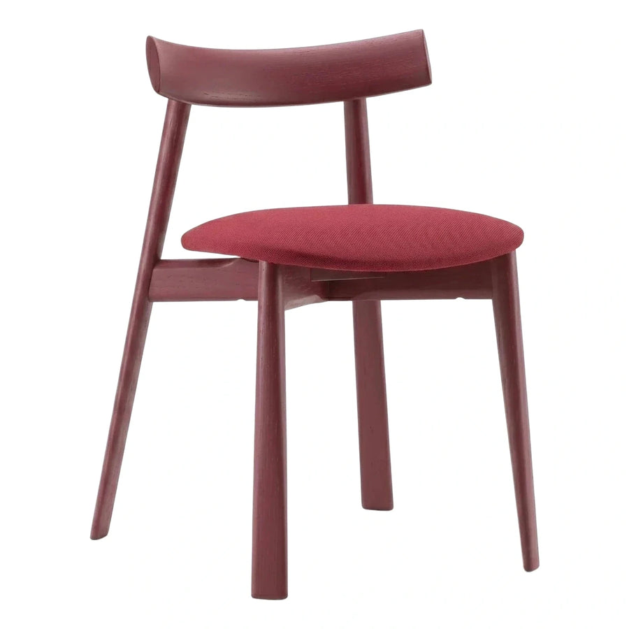Modern Maroon Wood Dining Chair with Fabric Seat