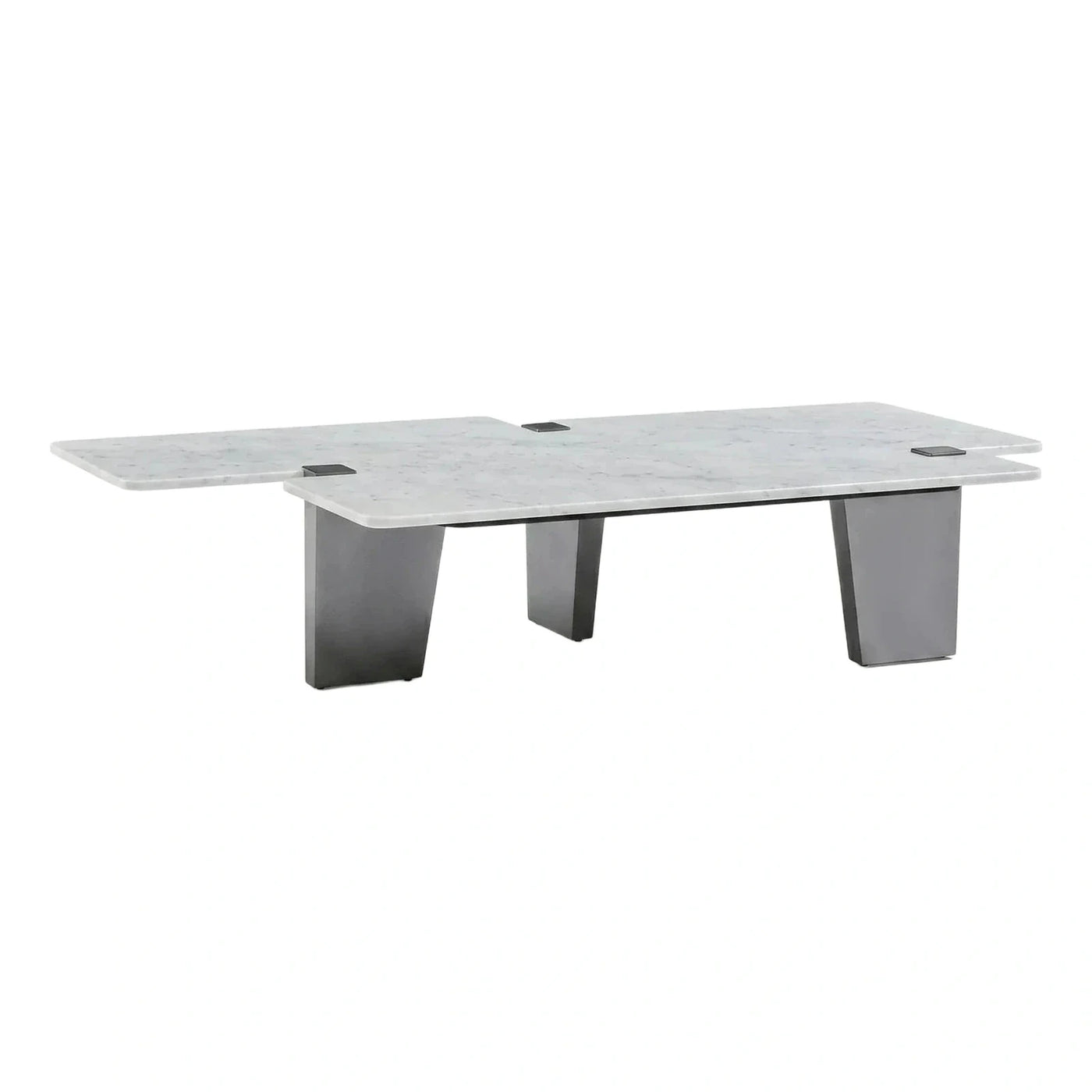 White Marble Extendable Dining Table with Dark Metal Base