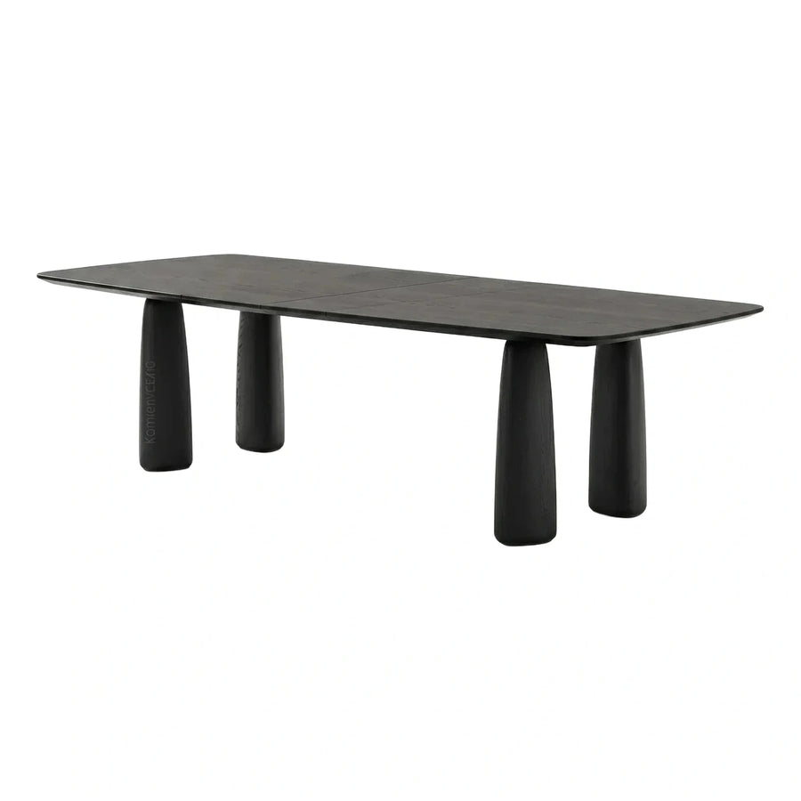 Modern Dark Wood Rectangular Dining Table with Tapered Legs