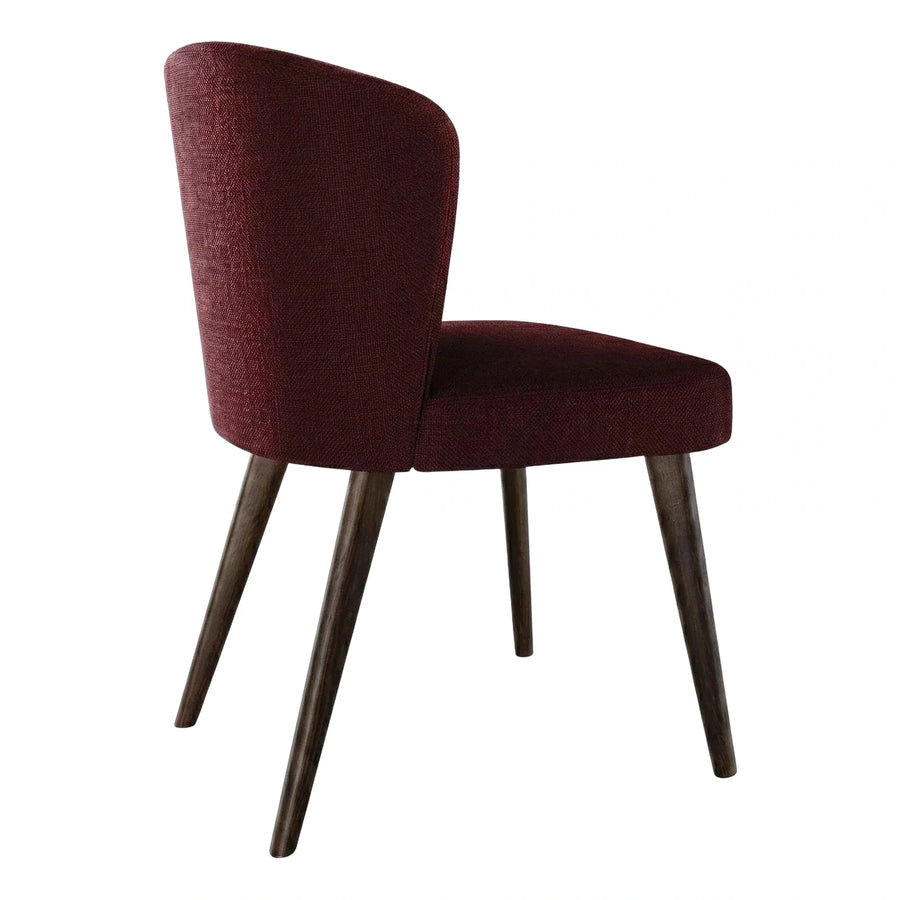 Burgundy Upholstered Dining Chair with Tapered Wood Legs