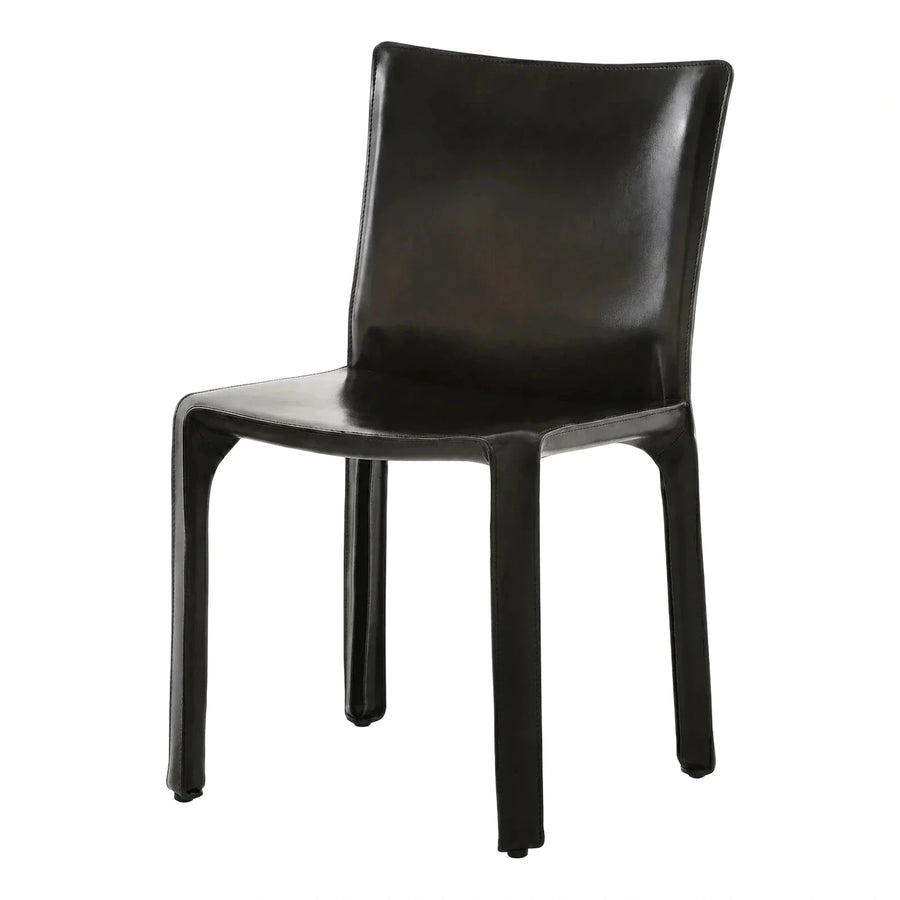 Modern Black Leather Dining Chair with Wrapped Legs