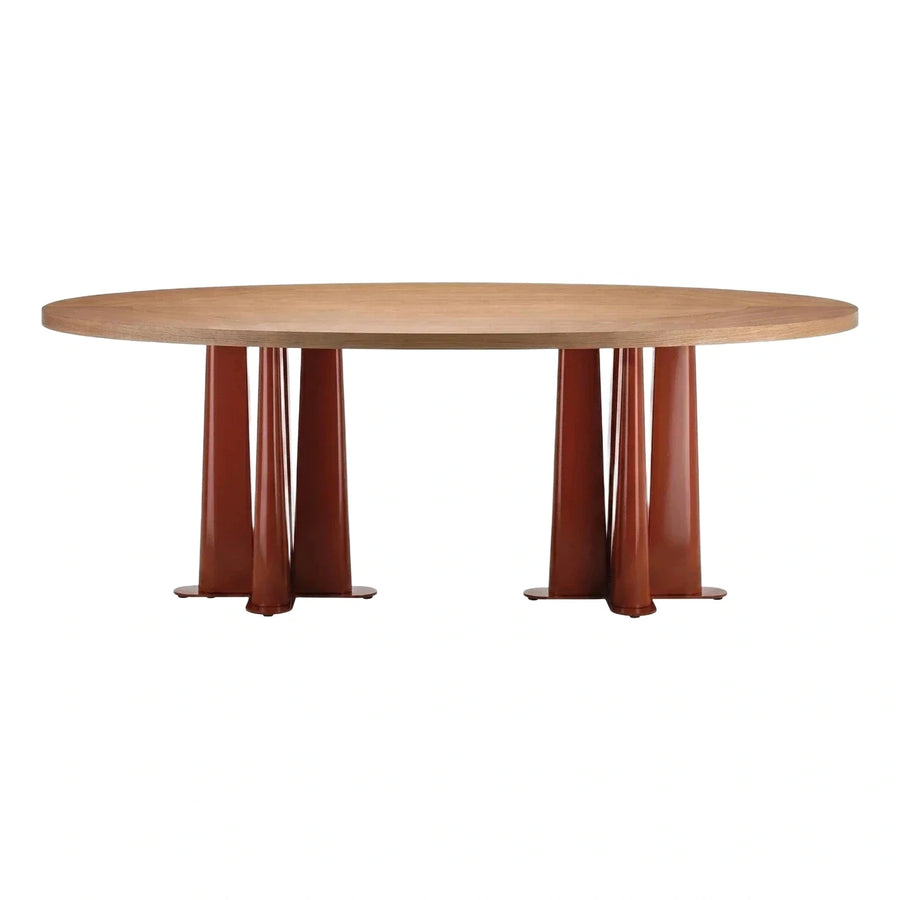 Oval Wood Dining Table with Terracotta Clustered Base