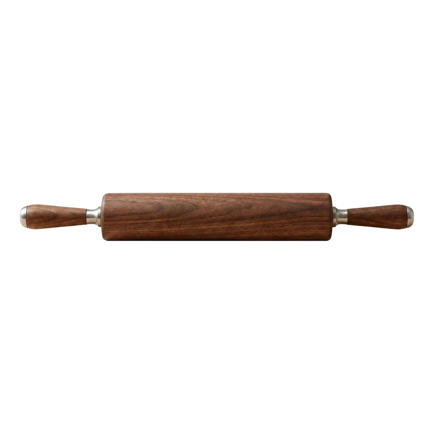 Dark Wood Rolling Pin with Metal Handles