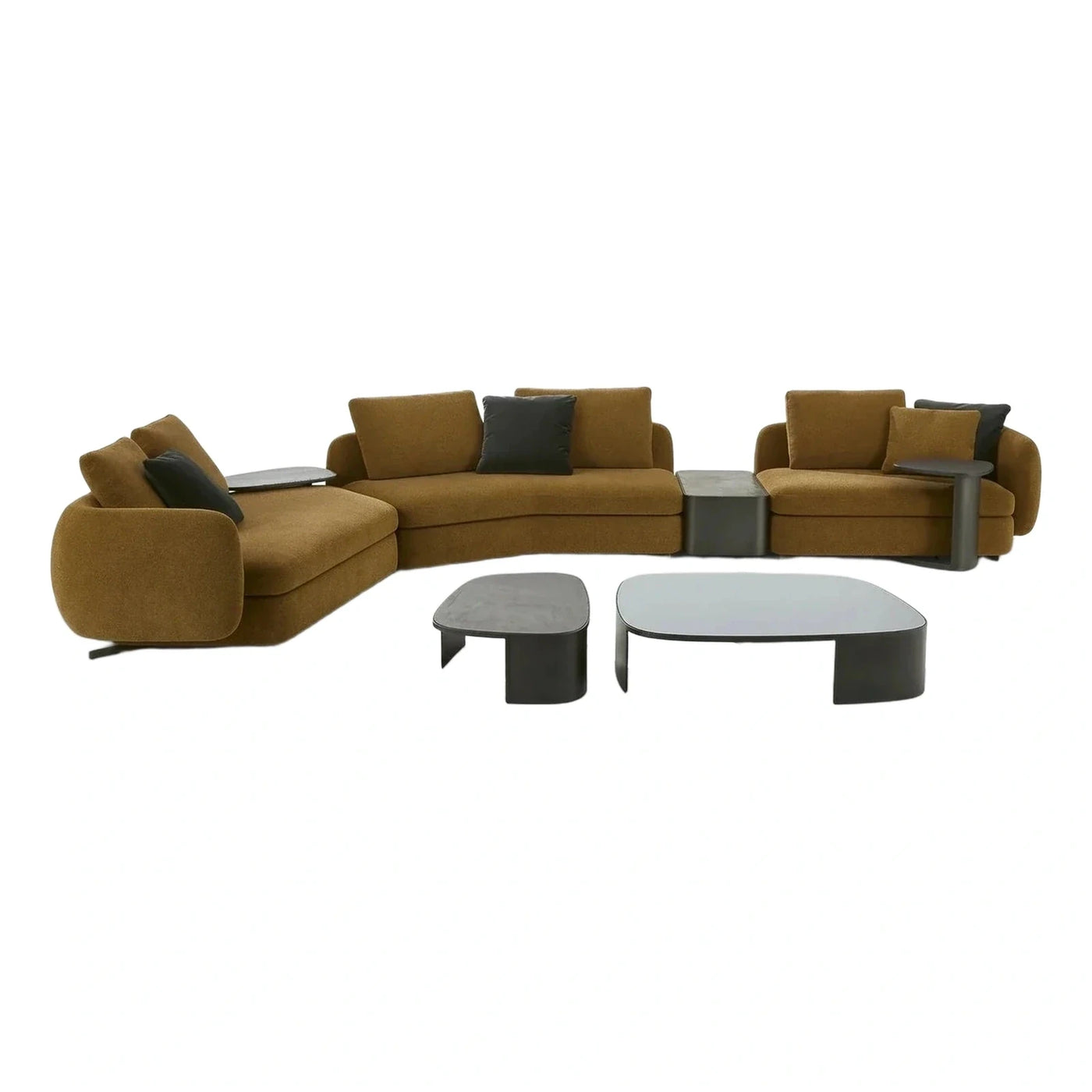 Modern Mustard Fabric Sectional and Table Set