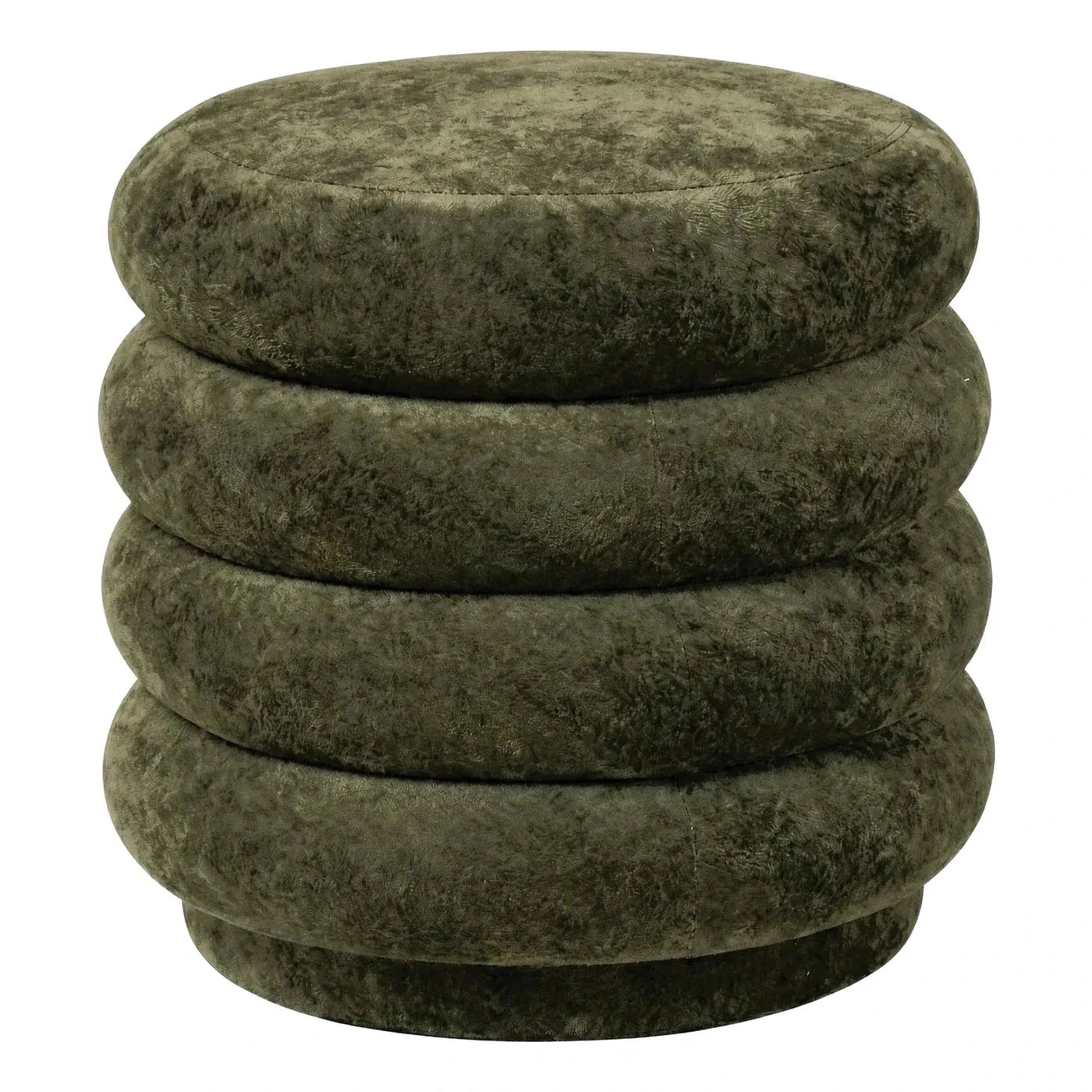 Dark Green Stacked Round Velvet Ottoman Pouf