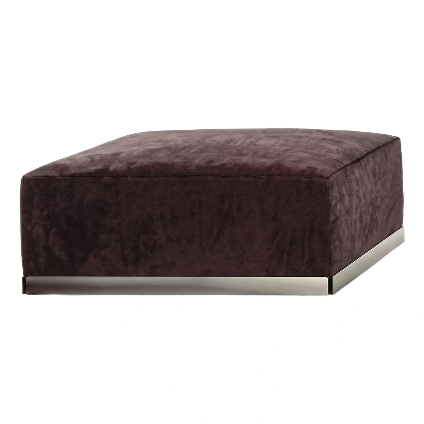 Black Chevron Tufted Leather Ottoman