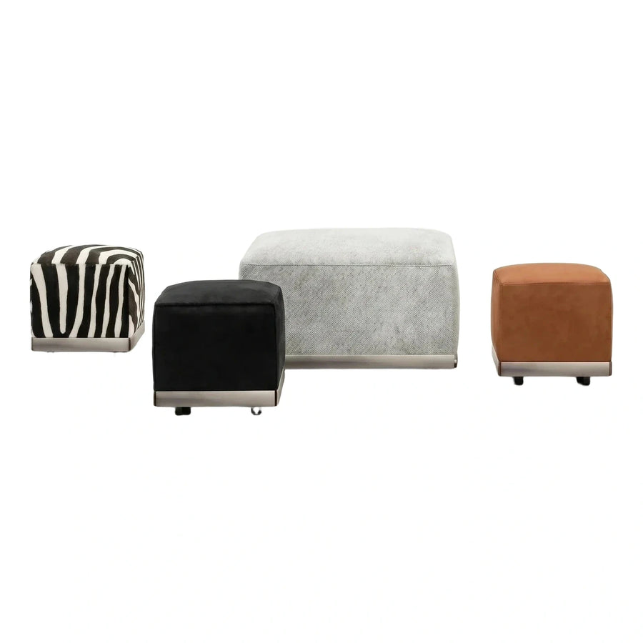 Modern Rectangular Ottoman with Metal Base