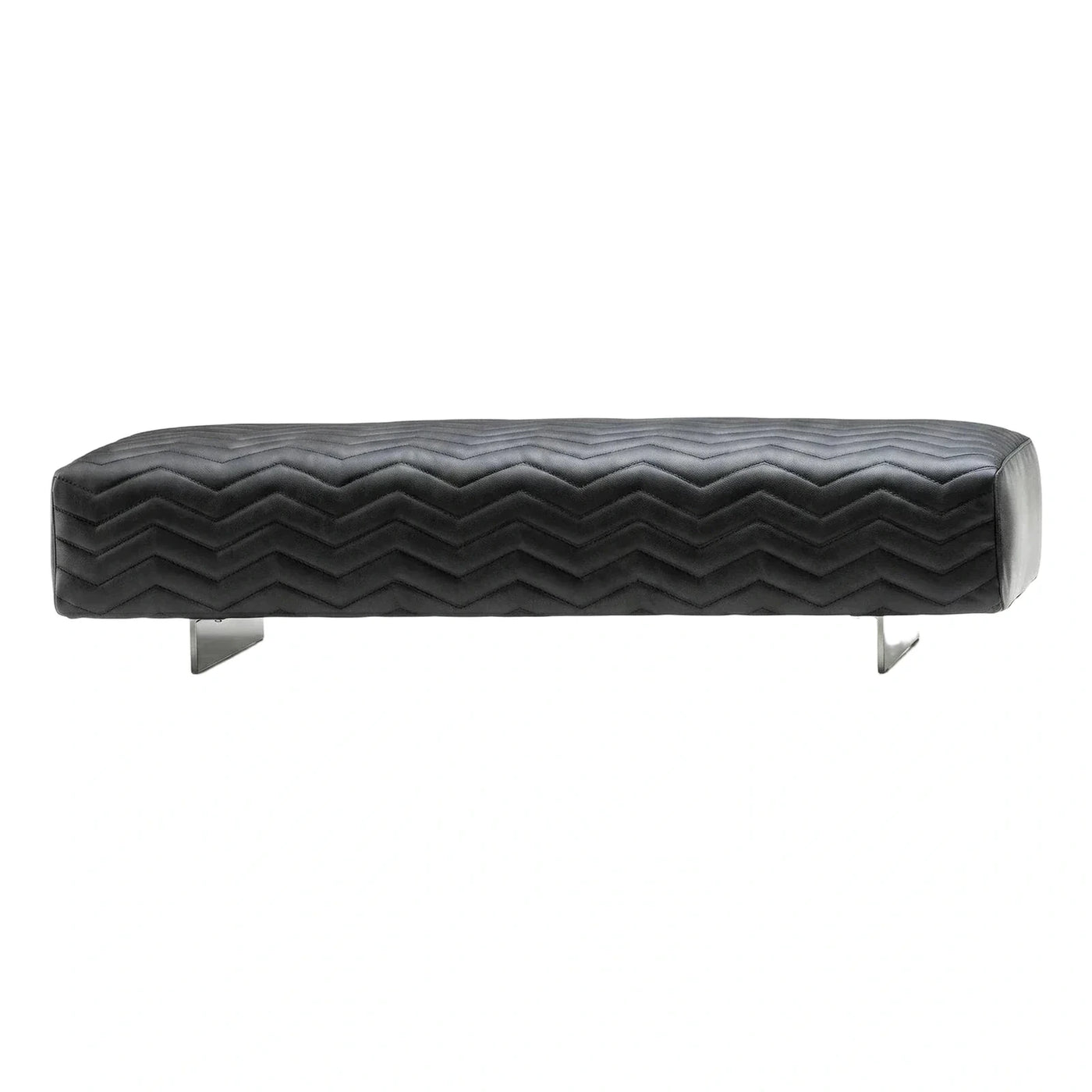 Rectangular Dark Brown Velvet Ottoman with Metal Base