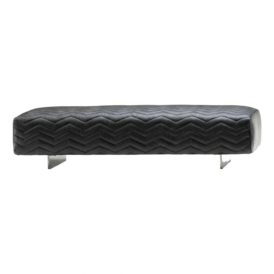 Rectangular Dark Brown Velvet Ottoman with Metal Base