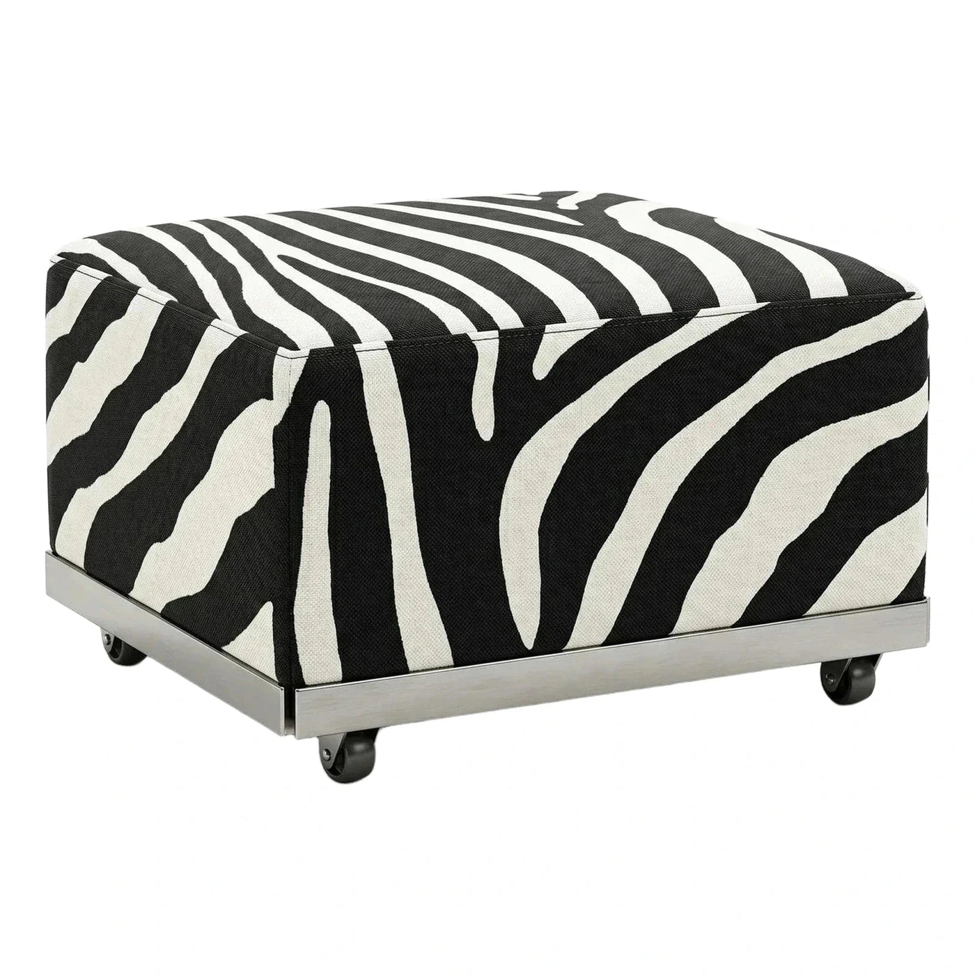 Zebra Print Rectangular Upholstered Ottoman
