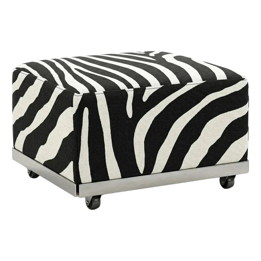 Zebra Print Rectangular Upholstered Ottoman