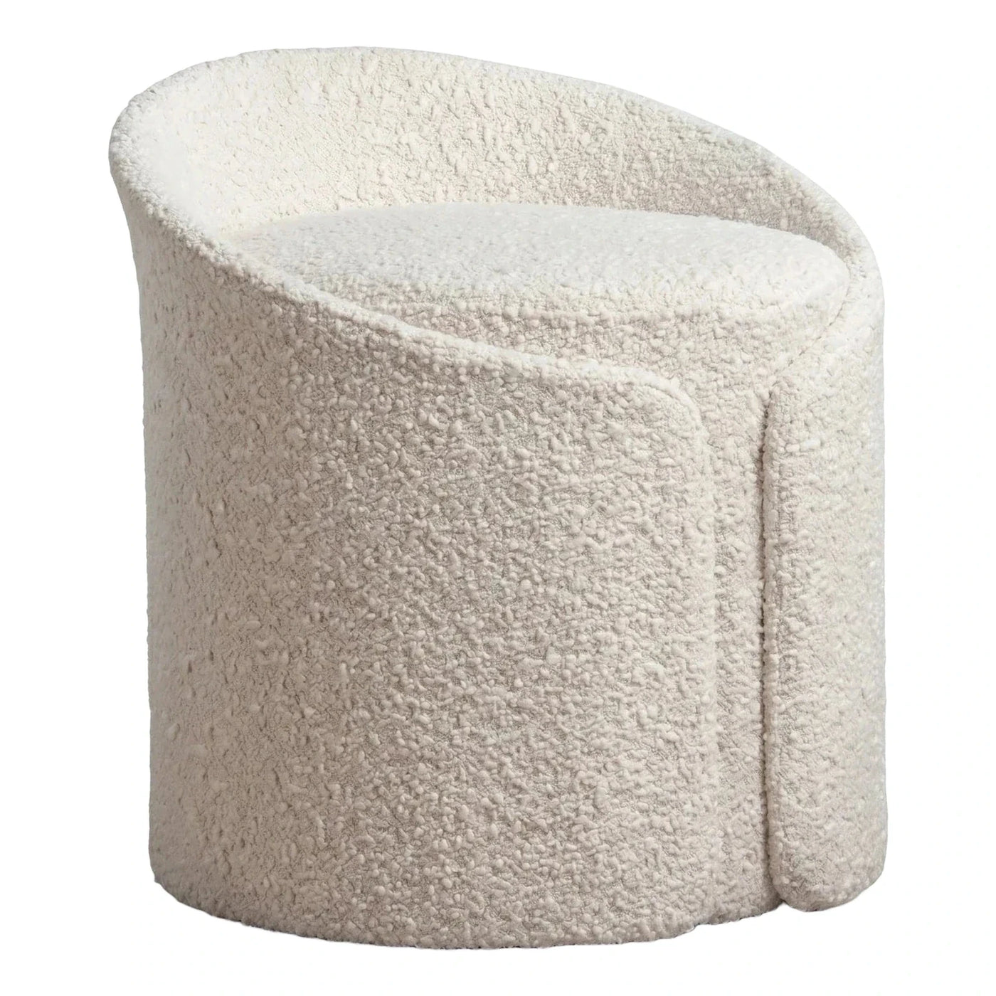Cream Boucle Cylindrical Ottoman Pouf