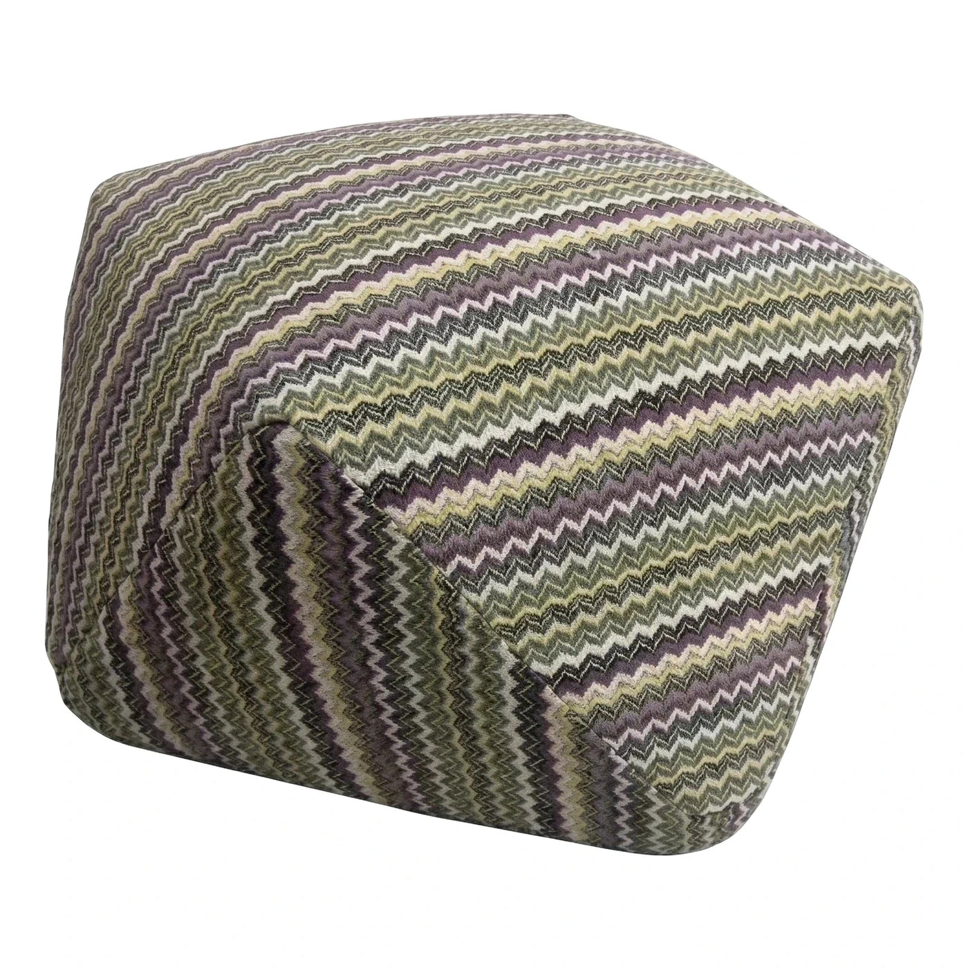 Multi-Color Chevron Patterned Fabric Cube Ottoman