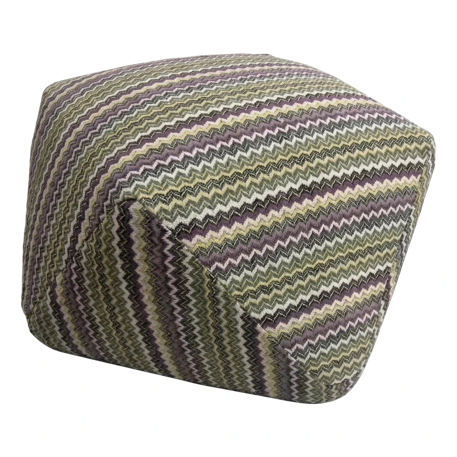 Multi-Color Chevron Patterned Fabric Cube Ottoman