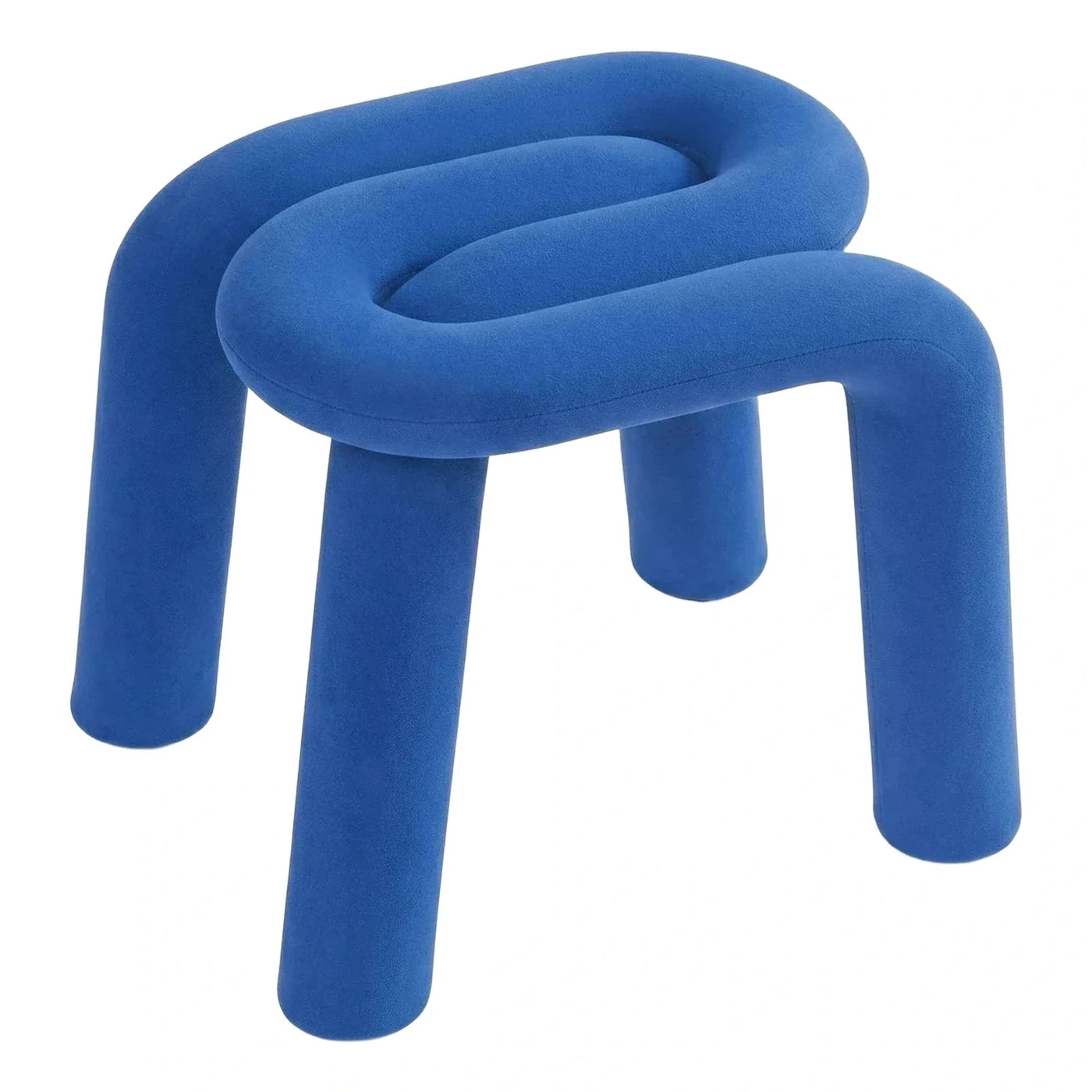 Royal Blue Tubular Upholstered Stool Modern Design